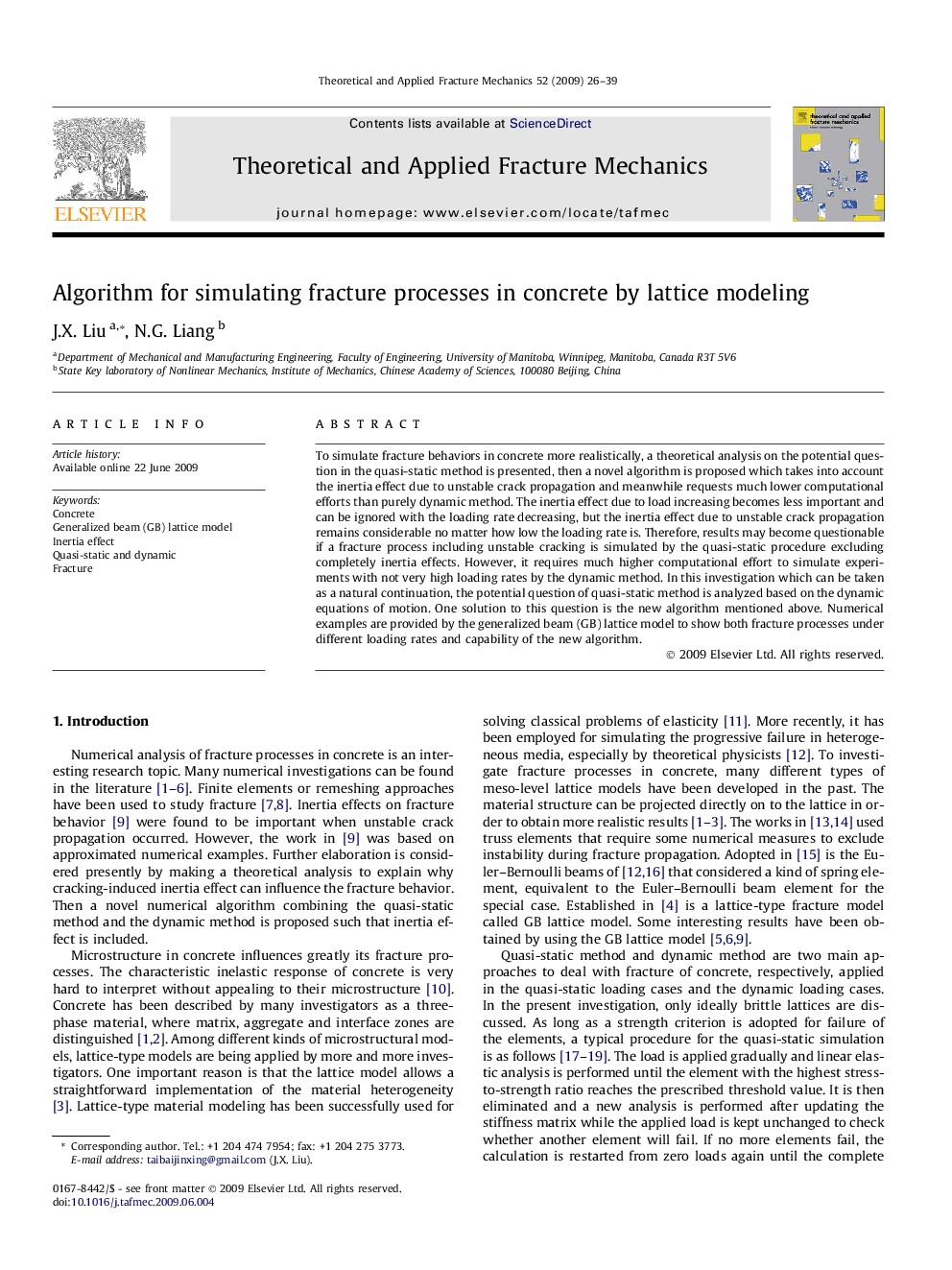 Algorithm for simulating fracture processes in concrete by lattice modeling