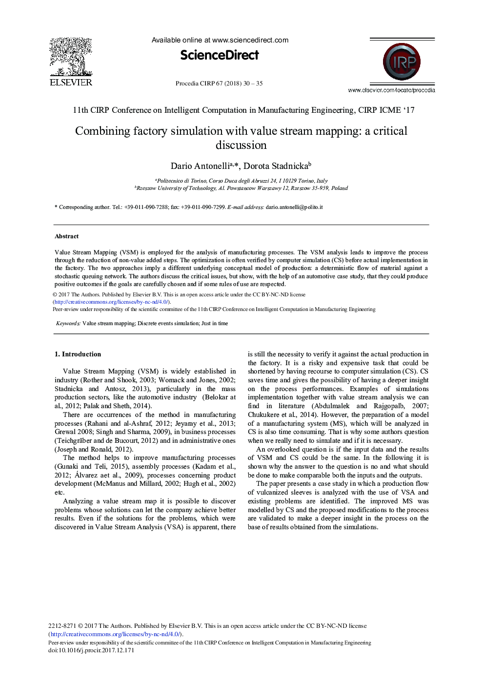 Combining factory simulation with value stream mapping: a critical discussion