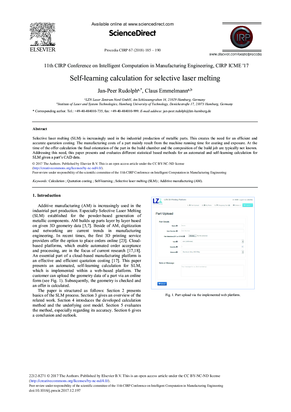 Self-learning Calculation for Selective Laser Melting