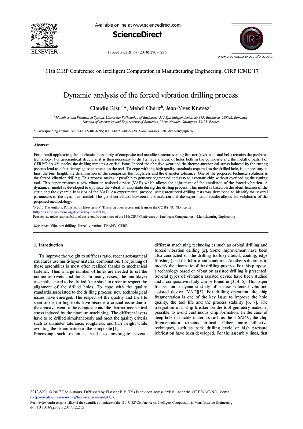 Dynamic Analysis of the Forced Vibration Drilling Process