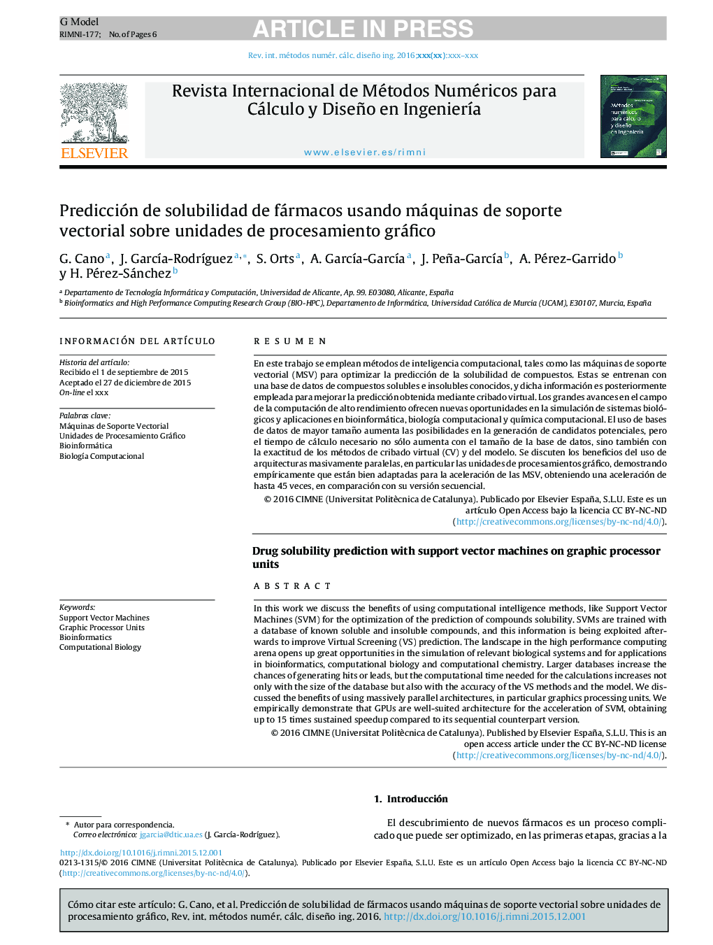 Predicción de solubilidad de fármacos usando máquinas de soporte vectorial sobre unidades de procesamiento gráfico