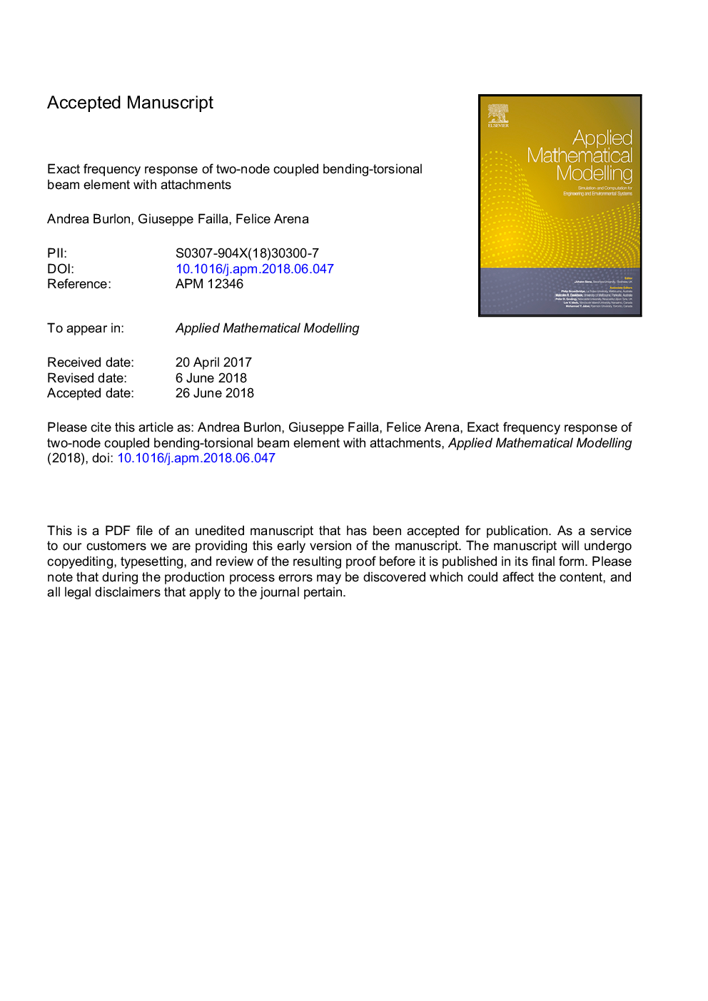 Exact frequency response of two-node coupled bending-torsional beam element with attachments