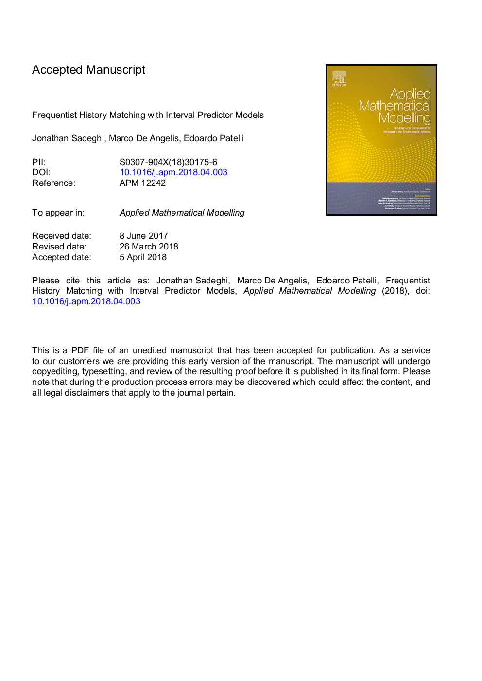 Frequentist history matching with Interval Predictor Models