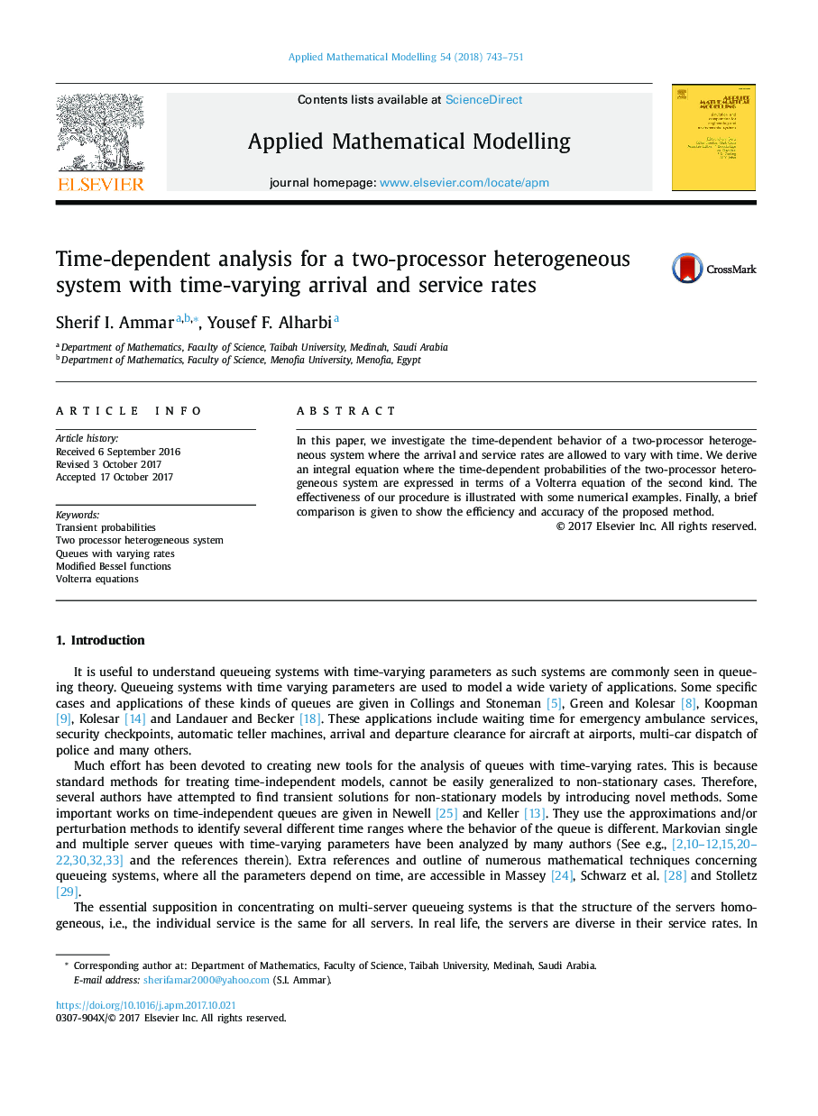 Time-dependent analysis for a two-processor heterogeneous system with time-varying arrival and service rates