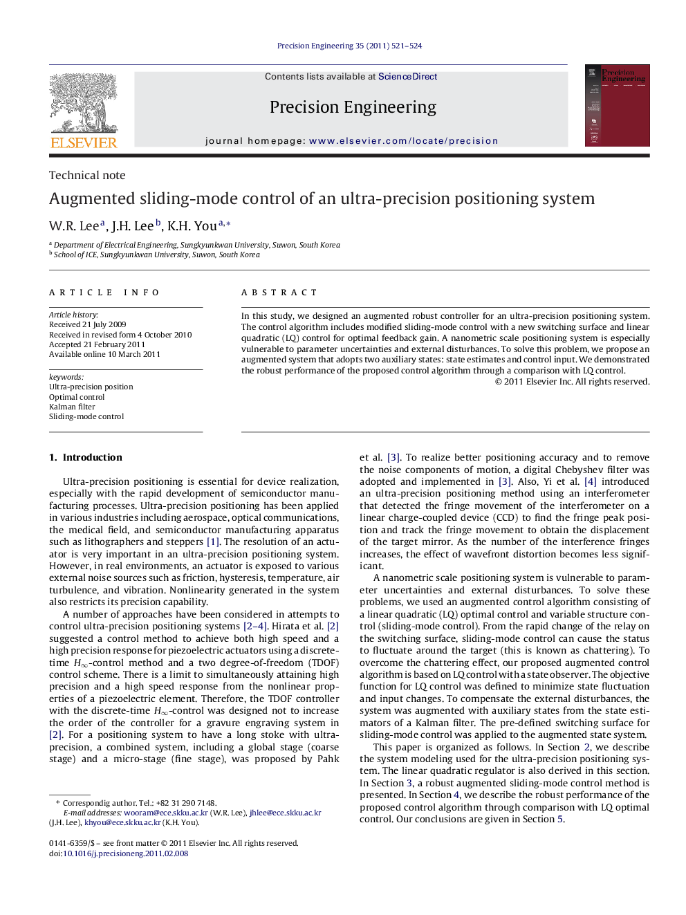 Augmented sliding-mode control of an ultra-precision positioning system