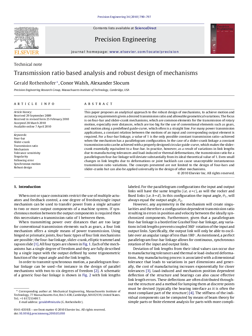 Transmission ratio based analysis and robust design of mechanisms