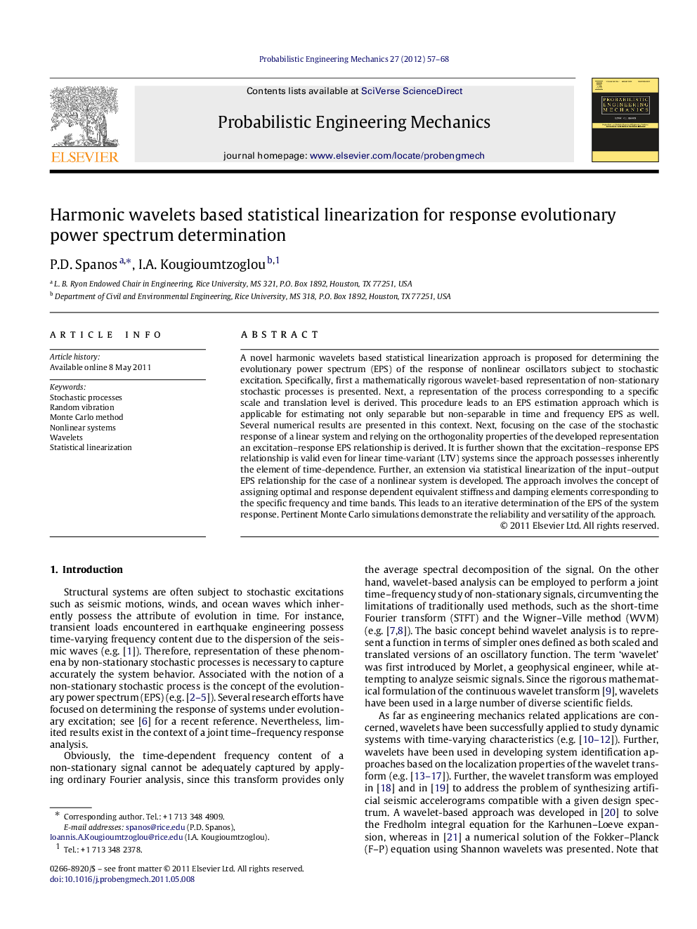 Harmonic wavelets based statistical linearization for response evolutionary power spectrum determination