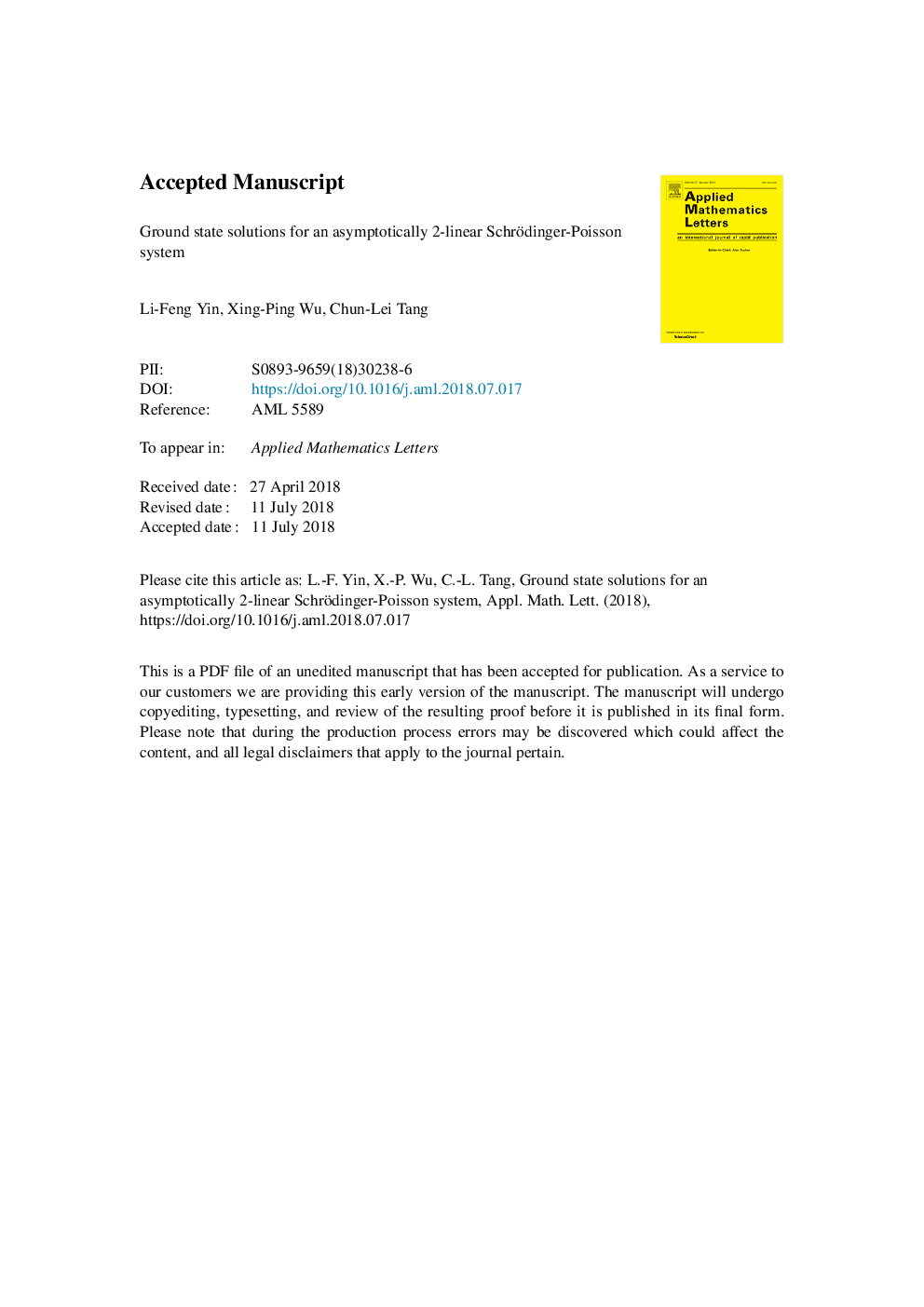 Ground state solutions for an asymptotically 2-linear Schrödinger-Poisson system