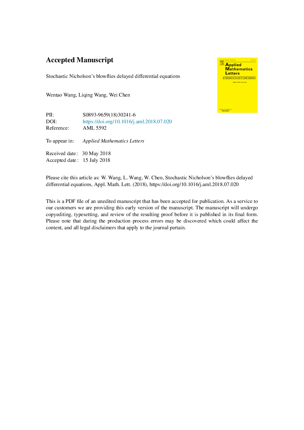 Stochastic Nicholson's blowflies delayed differential equations