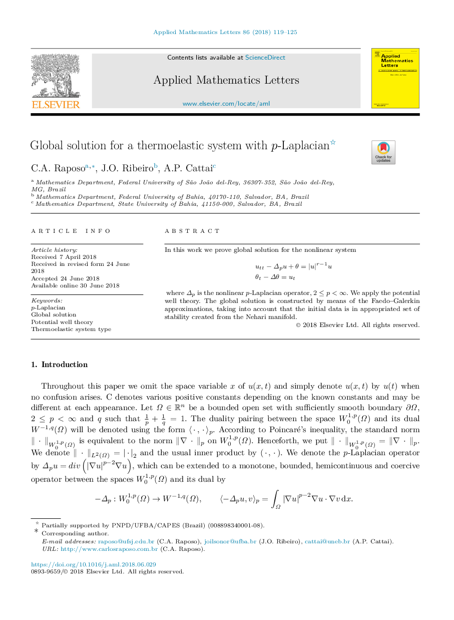 Global solution for a thermoelastic system with p-Laplacian