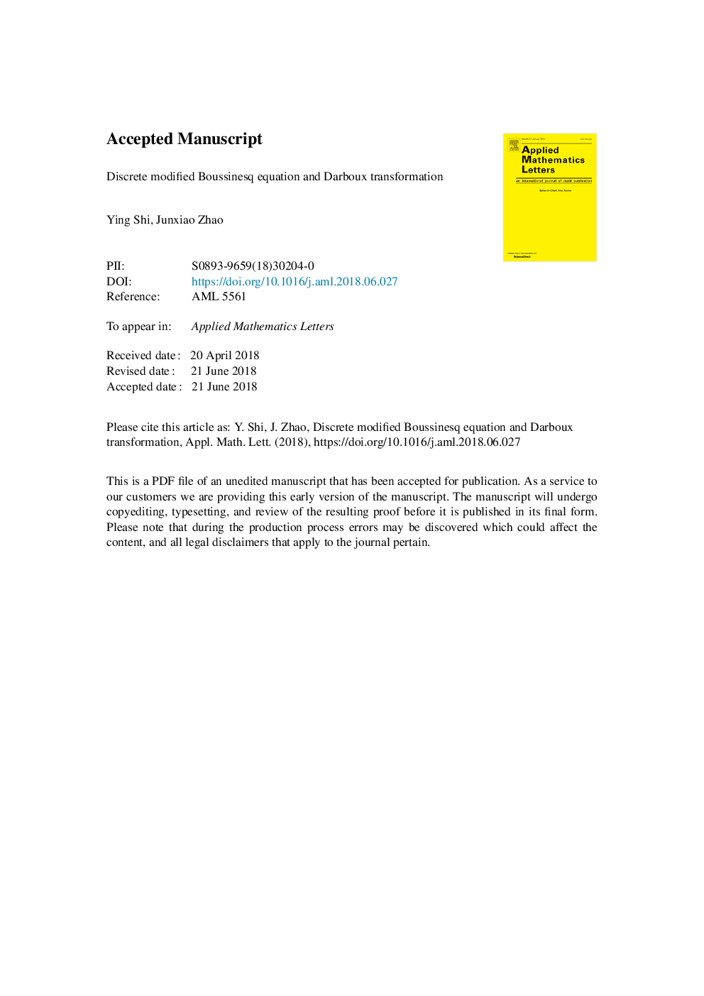 Discrete modified Boussinesq equation and Darboux transformation