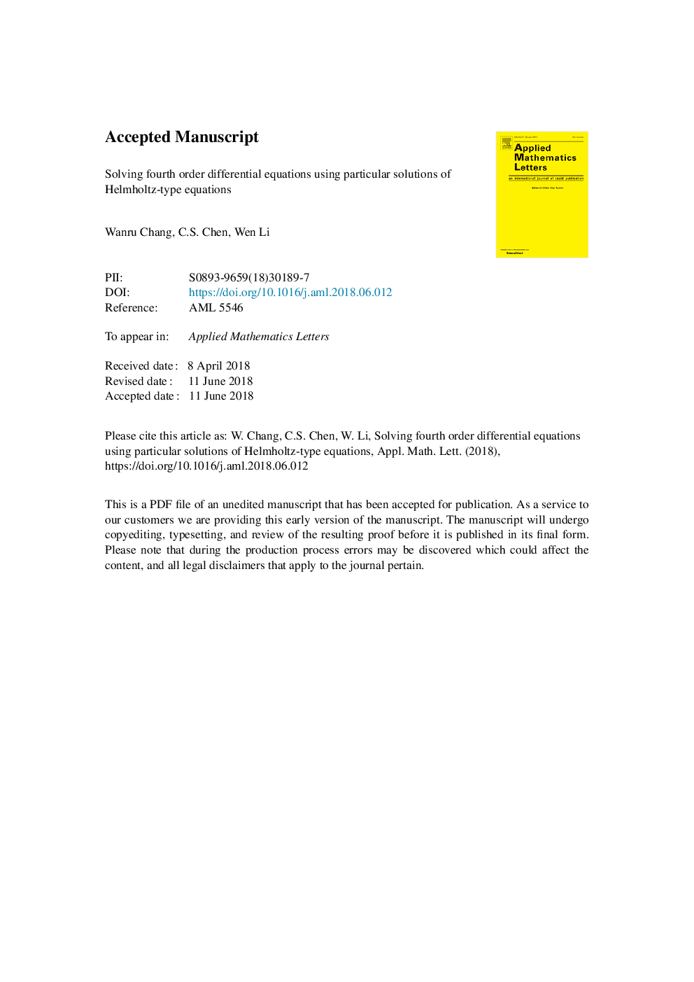 Solving fourth order differential equations using particular solutions of Helmholtz-type equations