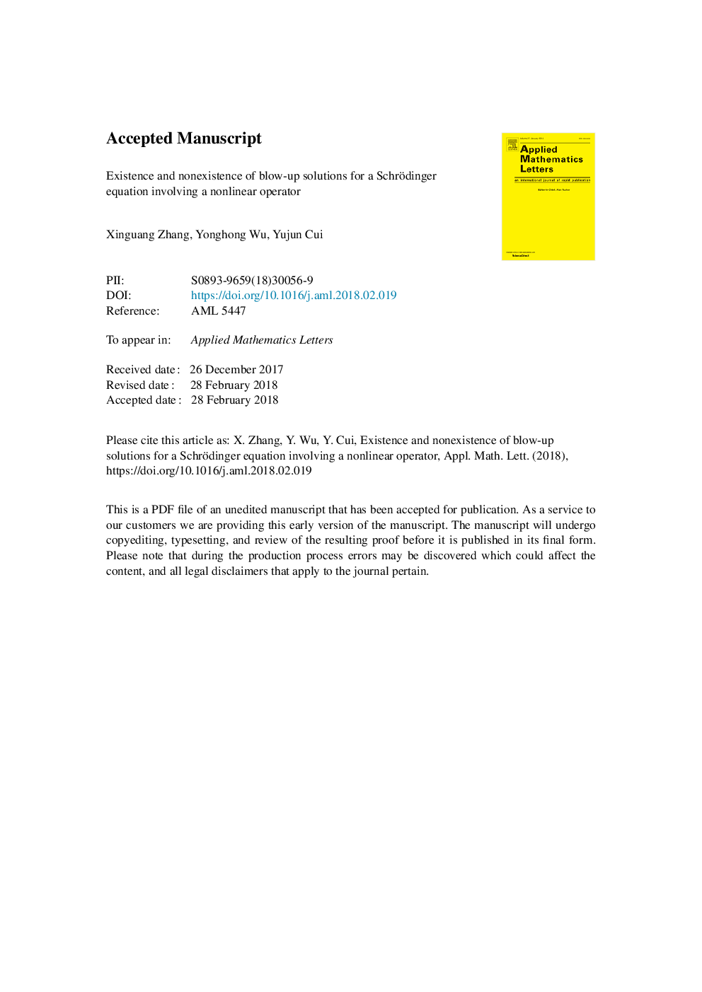 Existence and nonexistence of blow-up solutions for a Schrödinger equation involving a nonlinear operator