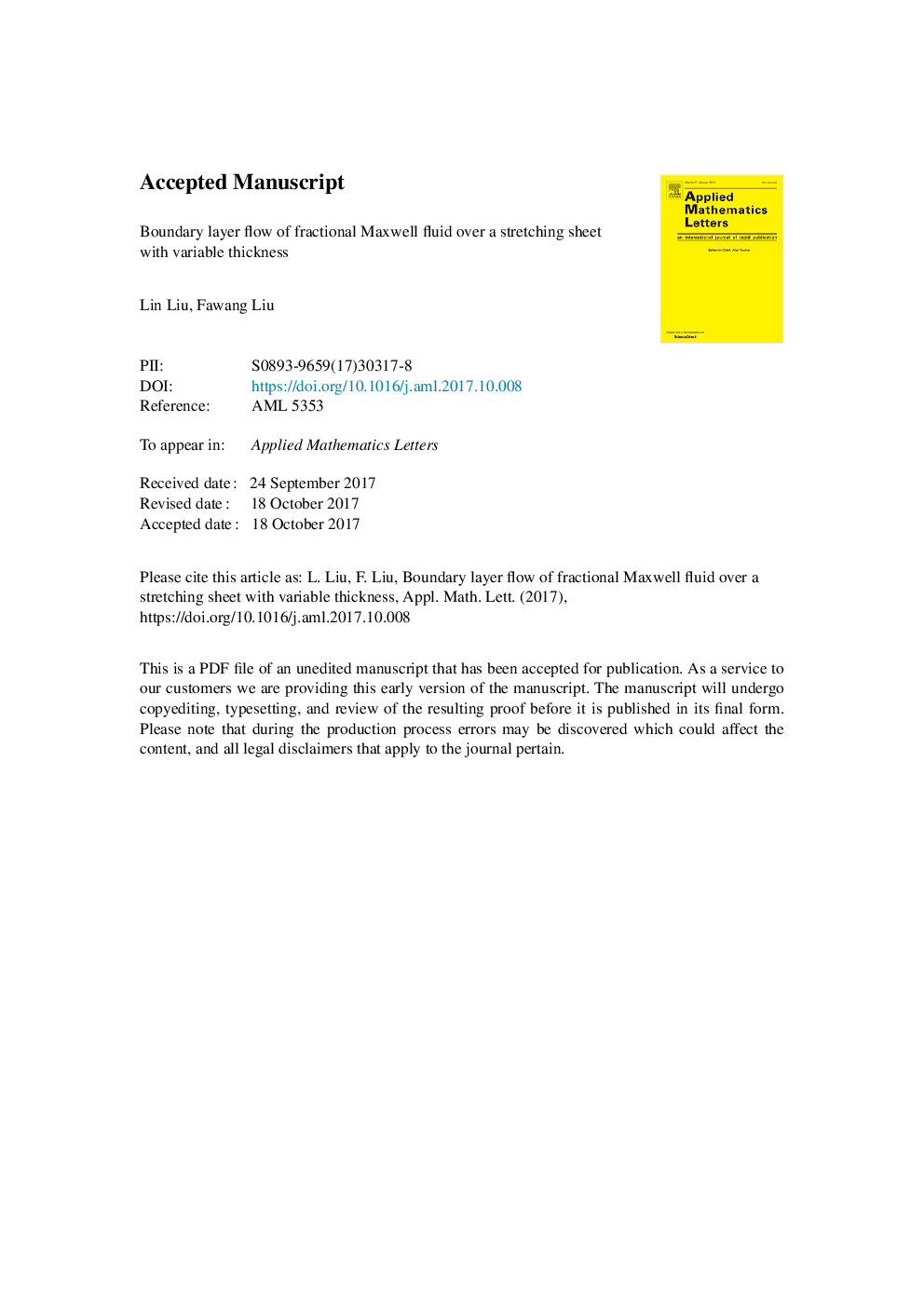 Boundary layer flow of fractional Maxwell fluid over a stretching sheet with variable thickness