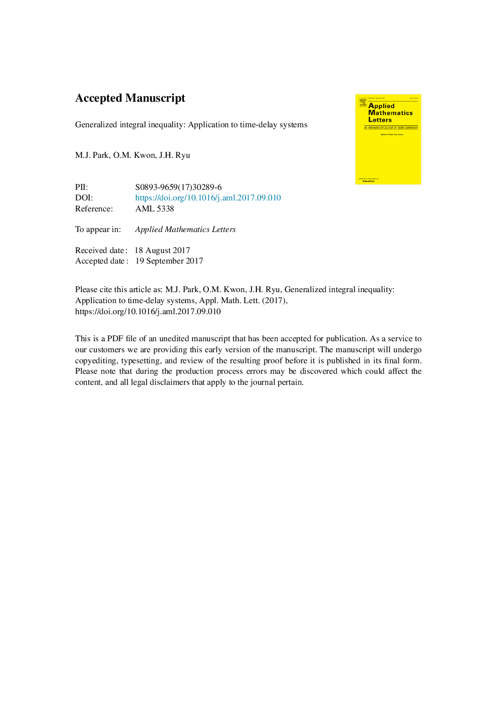 Generalized integral inequality: Application to time-delay systems