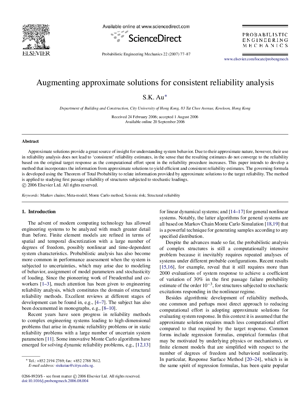 Augmenting approximate solutions for consistent reliability analysis