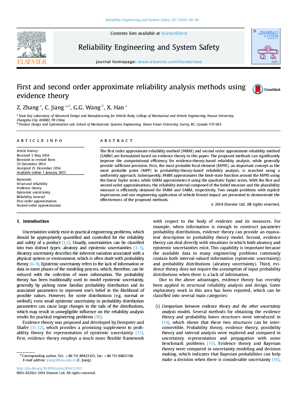 First and second order approximate reliability analysis methods using evidence theory