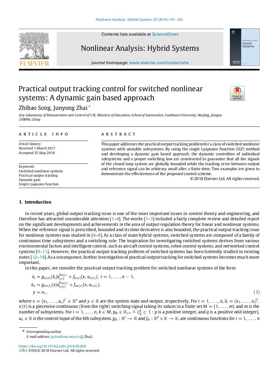 Practical output tracking control for switched nonlinear systems: A dynamic gain based approach