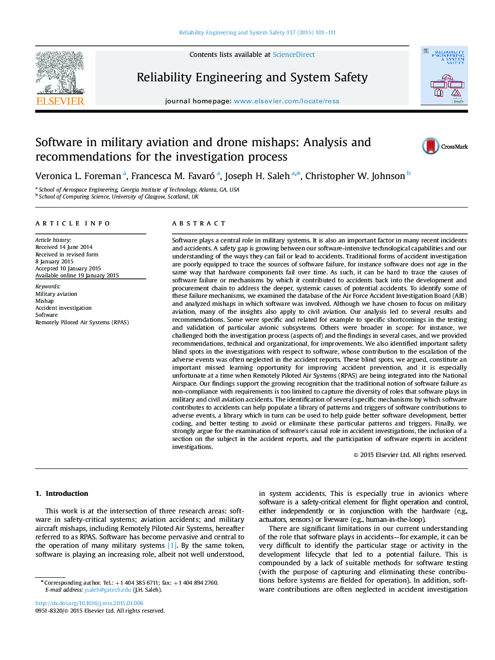 Software in military aviation and drone mishaps: Analysis and recommendations for the investigation process