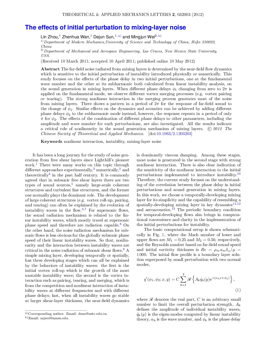 The effects of initial perturbation to mixing-layer noise