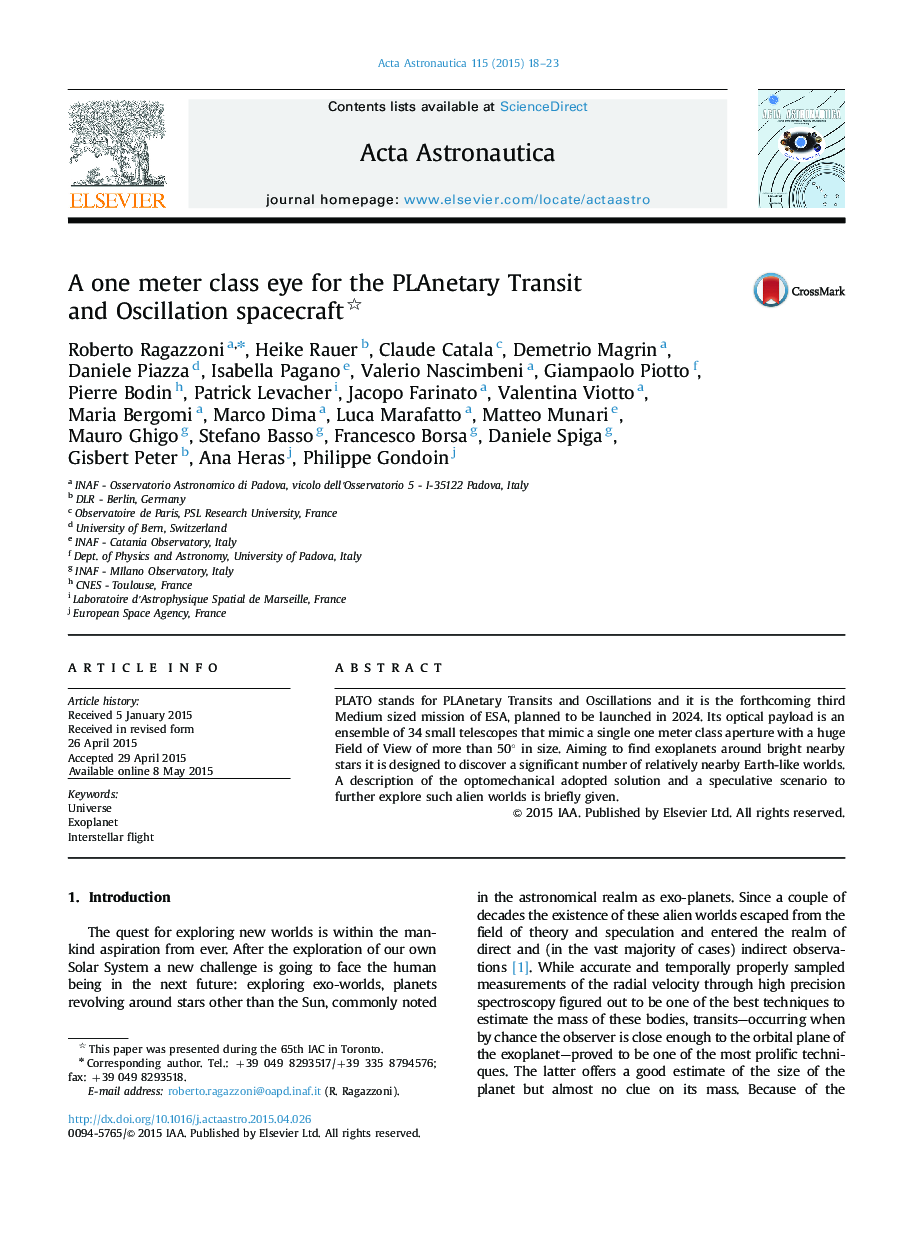 A one meter class eye for the PLAnetary Transit and Oscillation spacecraft