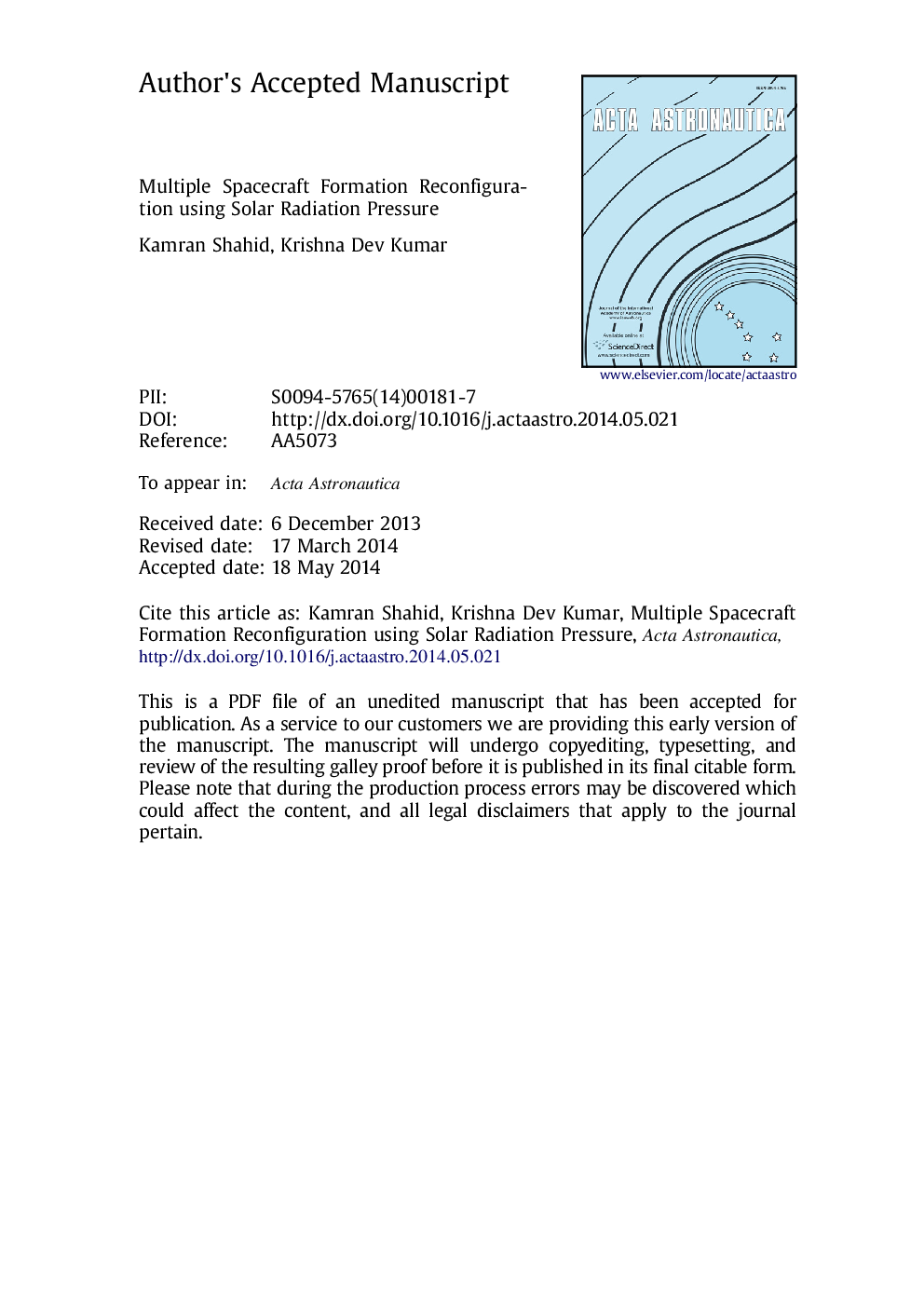 Multiple spacecraft formation reconfiguration using solar radiation pressure