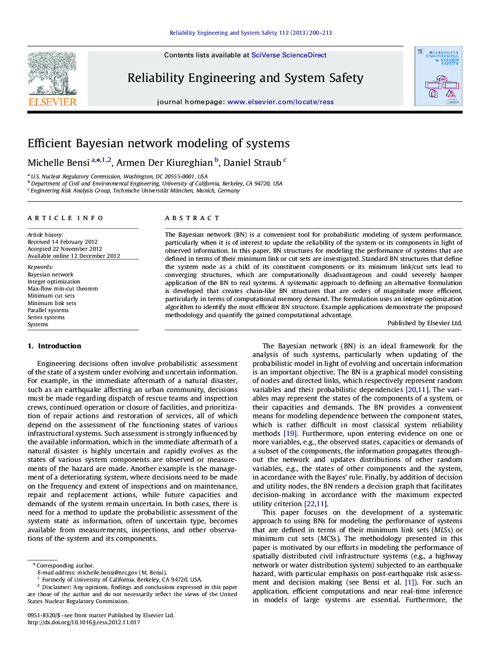 Efficient Bayesian network modeling of systems