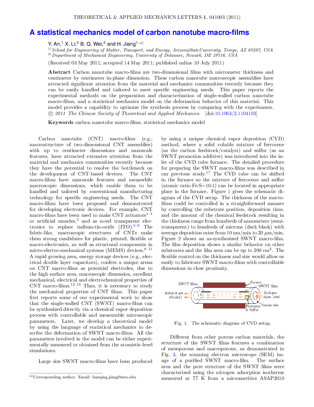 عکس صفحه اول مقاله: A statistical mechanics model of carbon nanotube macro-films A statistical mechanics model of carbon nanotube macro-films