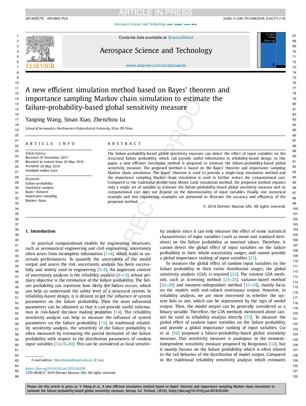 A new efficient simulation method based on Bayes' theorem and importance sampling Markov chain simulation to estimate the failure-probability-based global sensitivity measure