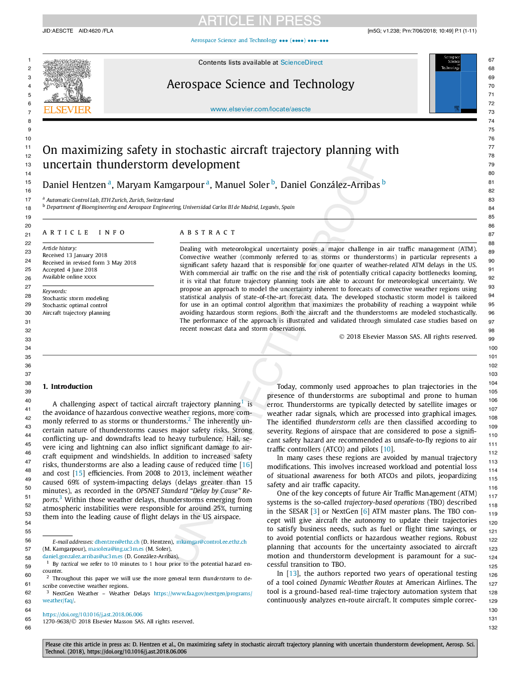 On maximizing safety in stochastic aircraft trajectory planning with uncertain thunderstorm development