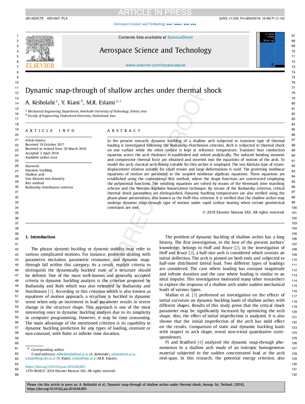 Dynamic snap-through of shallow arches under thermal shock