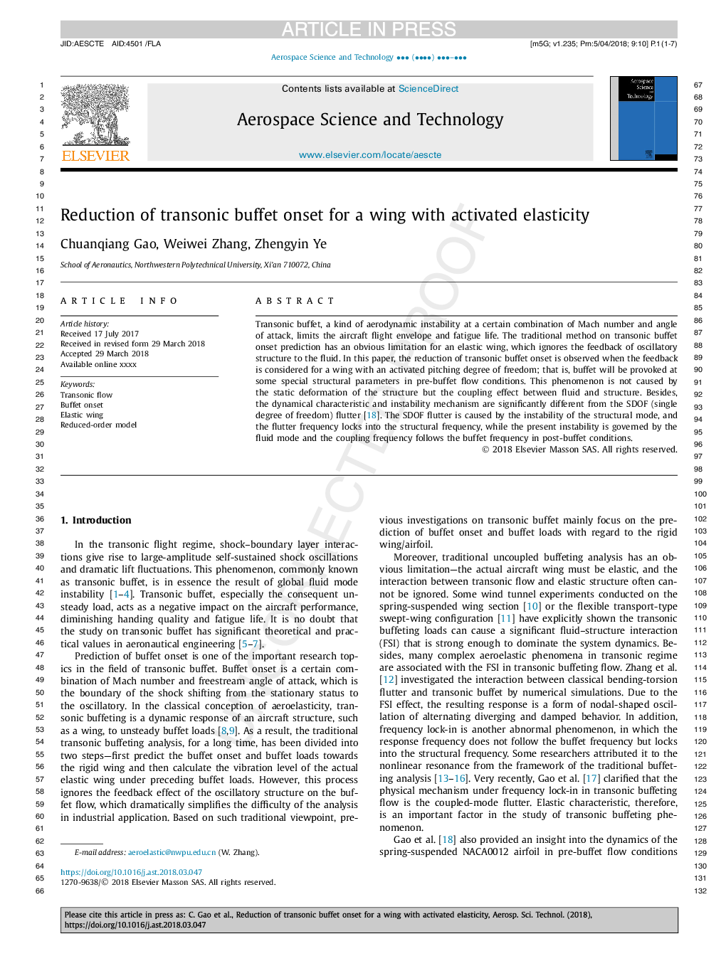 Reduction of transonic buffet onset for a wing with activated elasticity