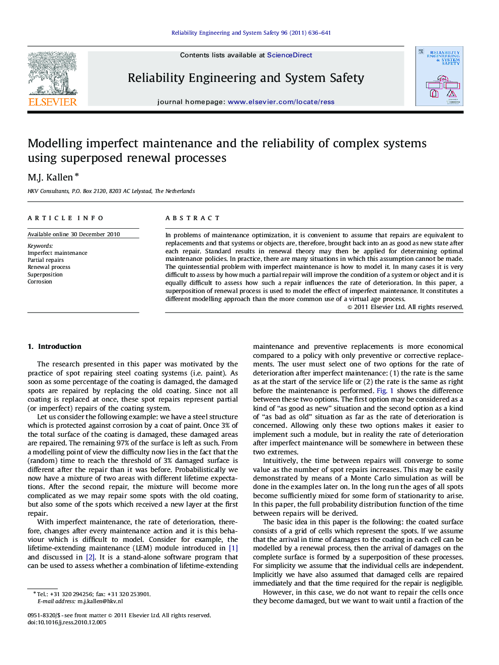 Modelling imperfect maintenance and the reliability of complex systems using superposed renewal processes