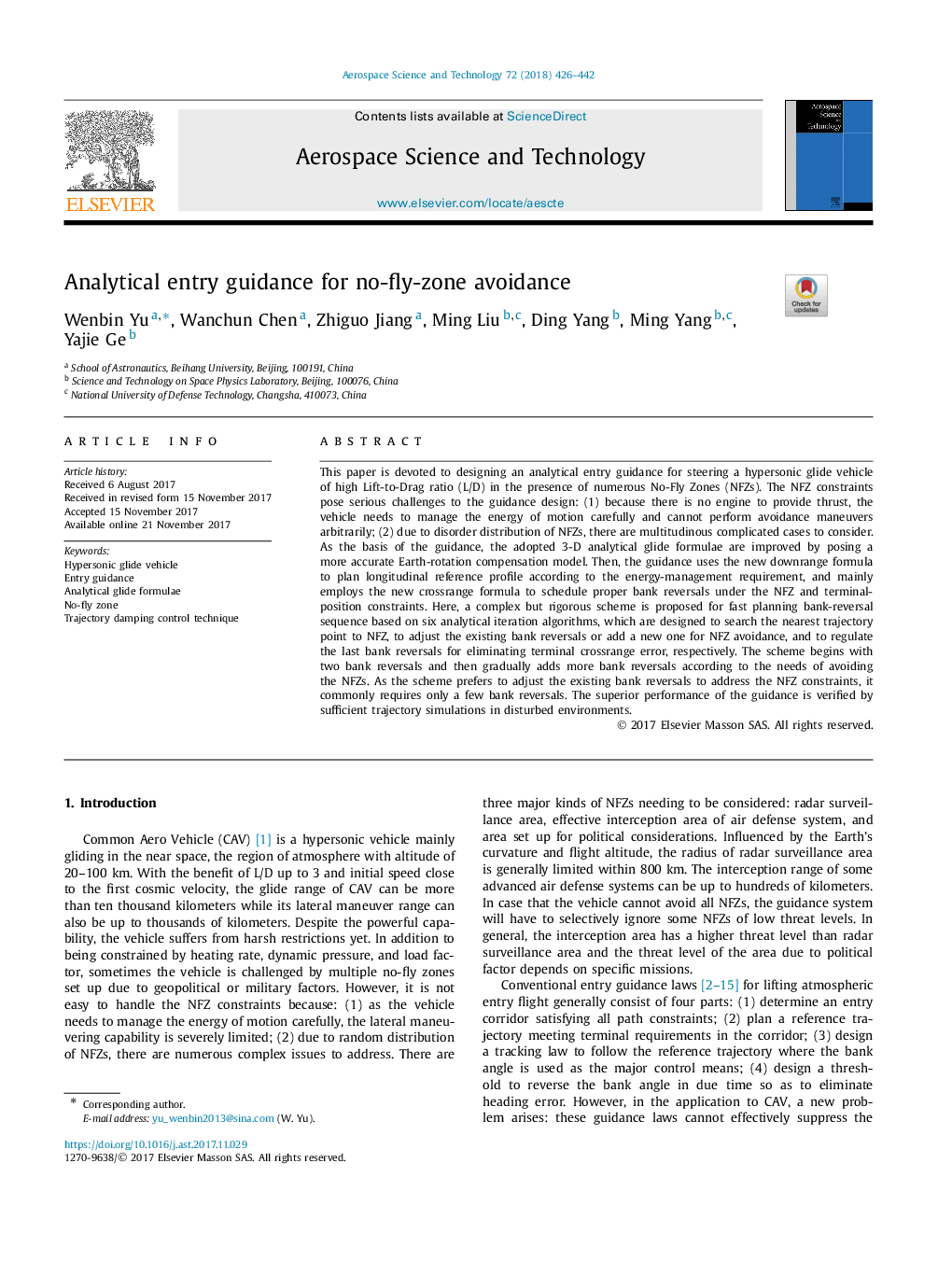 Analytical entry guidance for no-fly-zone avoidance