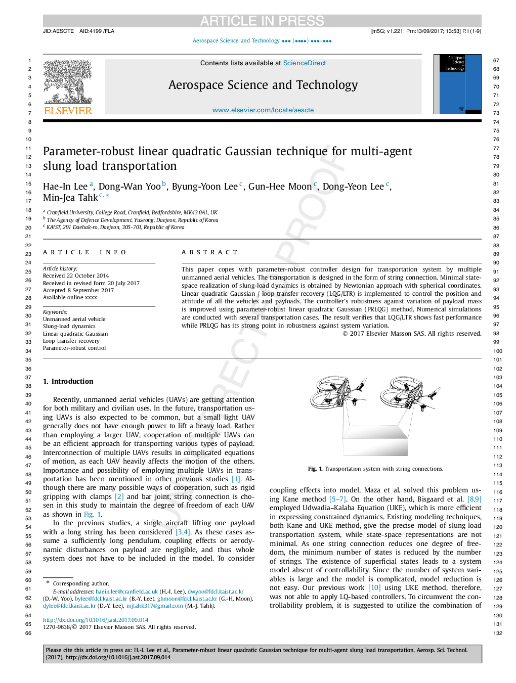 Parameter-robust linear quadratic Gaussian technique for multi-agent slung load transportation