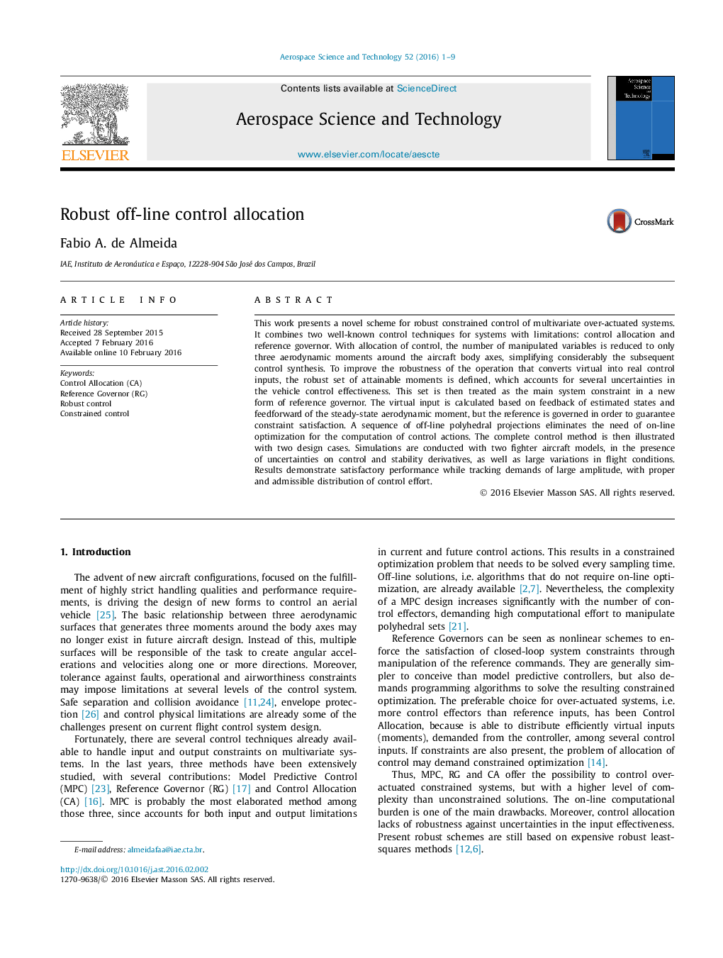 Robust off-line control allocation