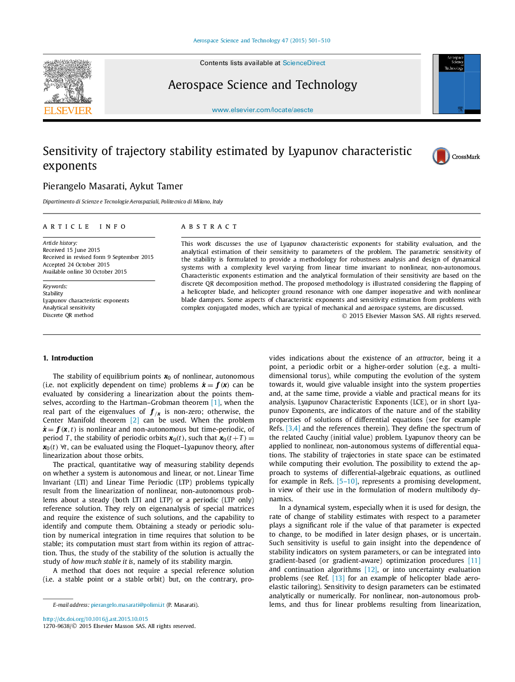 Sensitivity of trajectory stability estimated by Lyapunov characteristic exponents