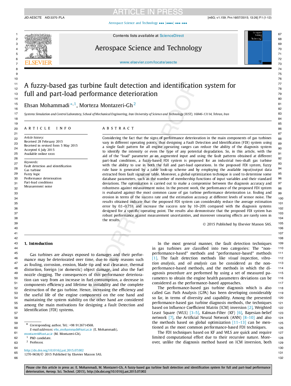 A fuzzy-based gas turbine fault detection and identification system for full and part-load performance deterioration