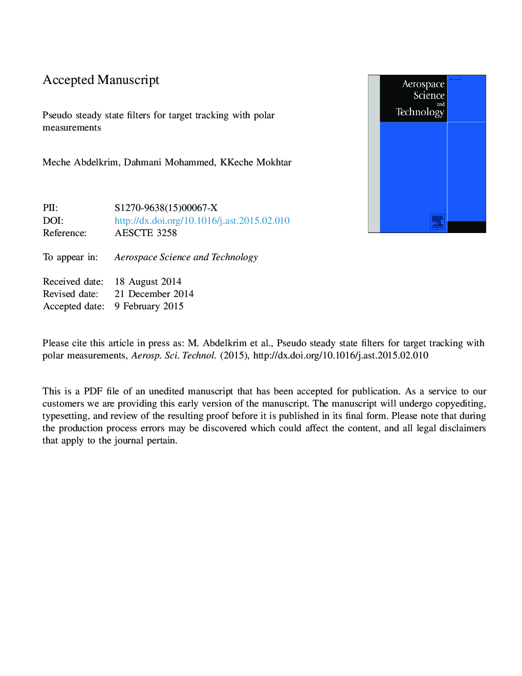 Pseudo steady state filters for target tracking with polar measurements