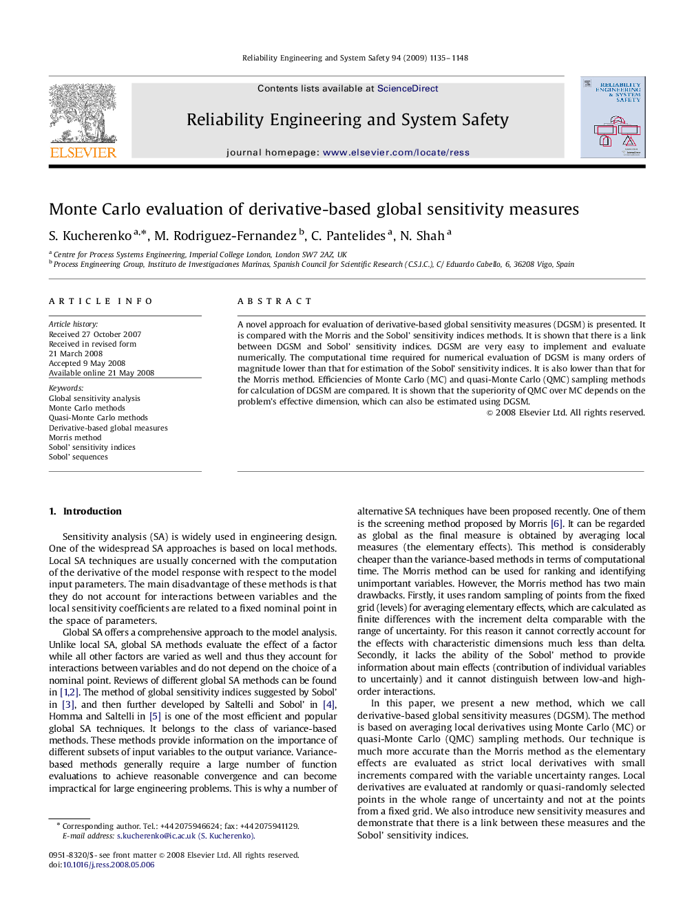 Monte Carlo evaluation of derivative-based global sensitivity measures