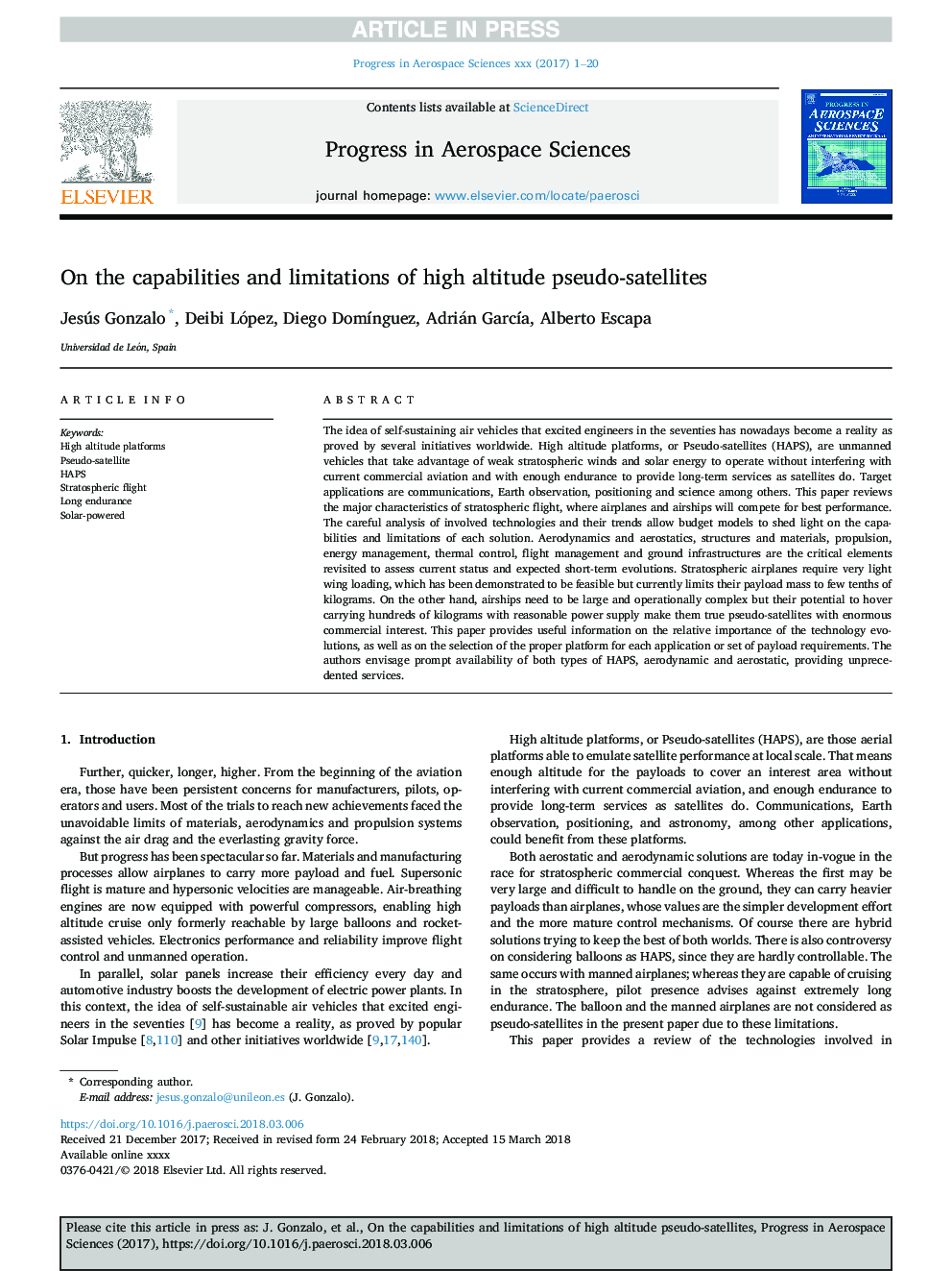 On the capabilities and limitations of high altitude pseudo-satellites