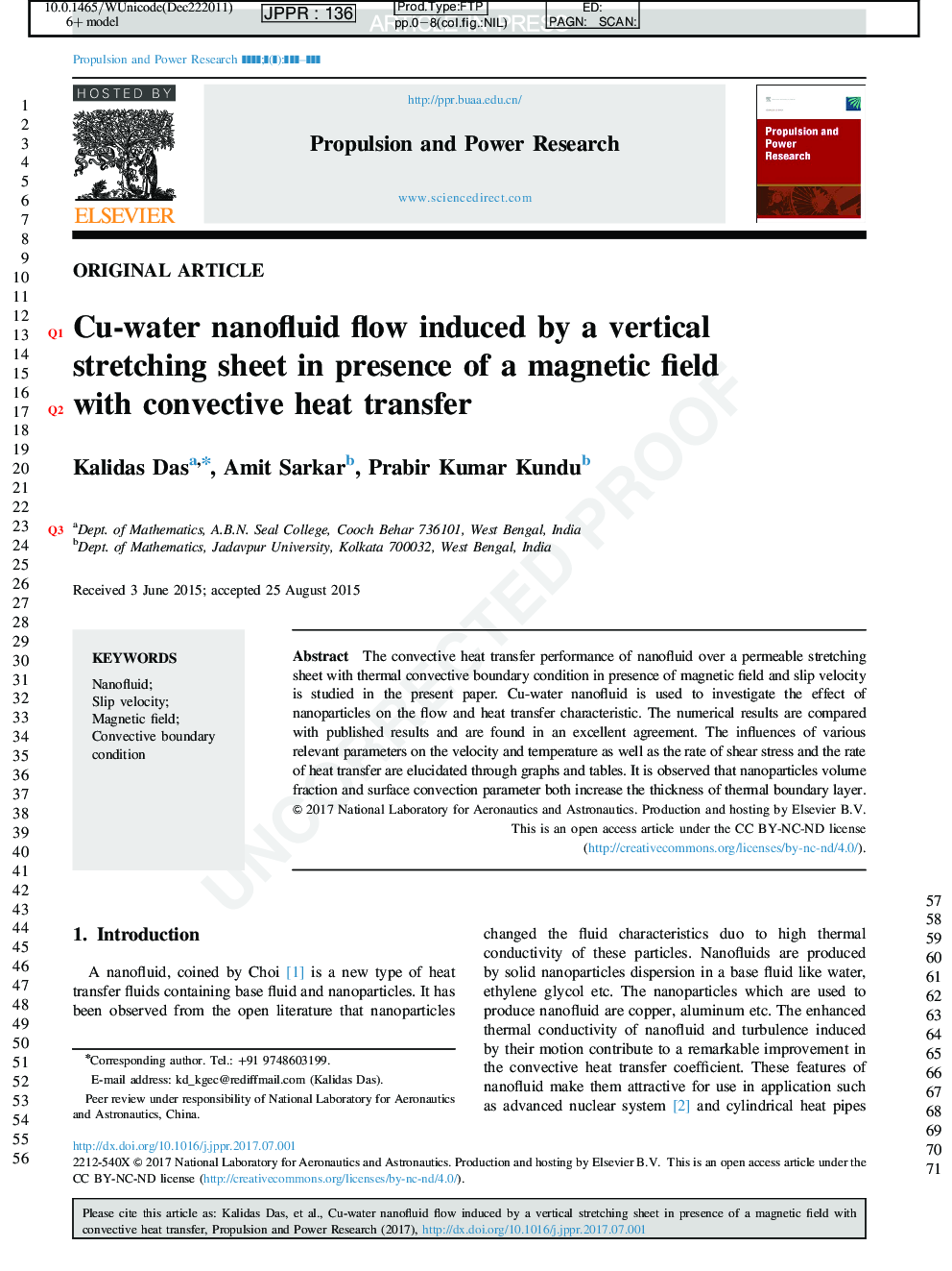 Cu-water nanofluid flow induced by a vertical stretching sheet in presence of a magnetic field with convective heat transfer