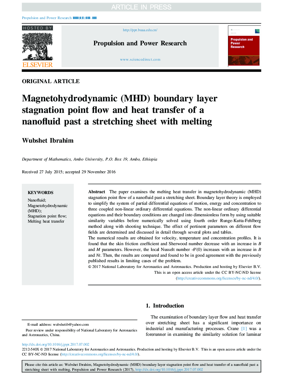 Magnetohydrodynamic (MHD) boundary layer stagnation point flow and heat transfer of a nanofluid past a stretching sheet with melting