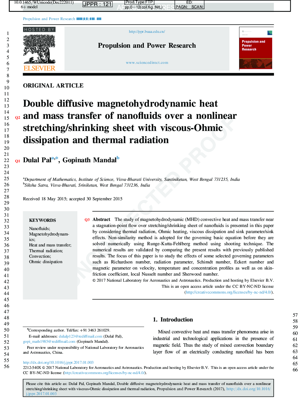 Double diffusive magnetohydrodynamic heat and mass transfer of nanofluids over a nonlinear stretching/shrinking sheet with viscous-Ohmic dissipation and thermal radiation