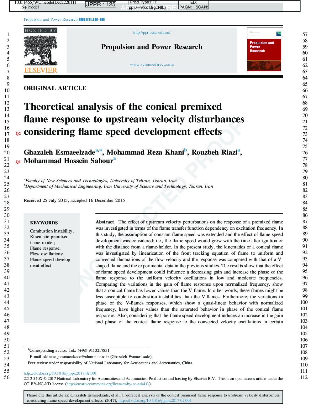 Theoretical analysis of the conical premixed flame response to upstream velocity disturbances considering flame speed development effects