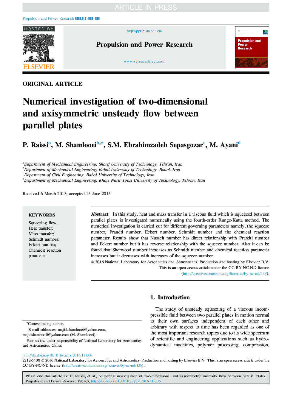 Numerical investigation of two-dimensional and axisymmetric unsteady flow between parallel plates