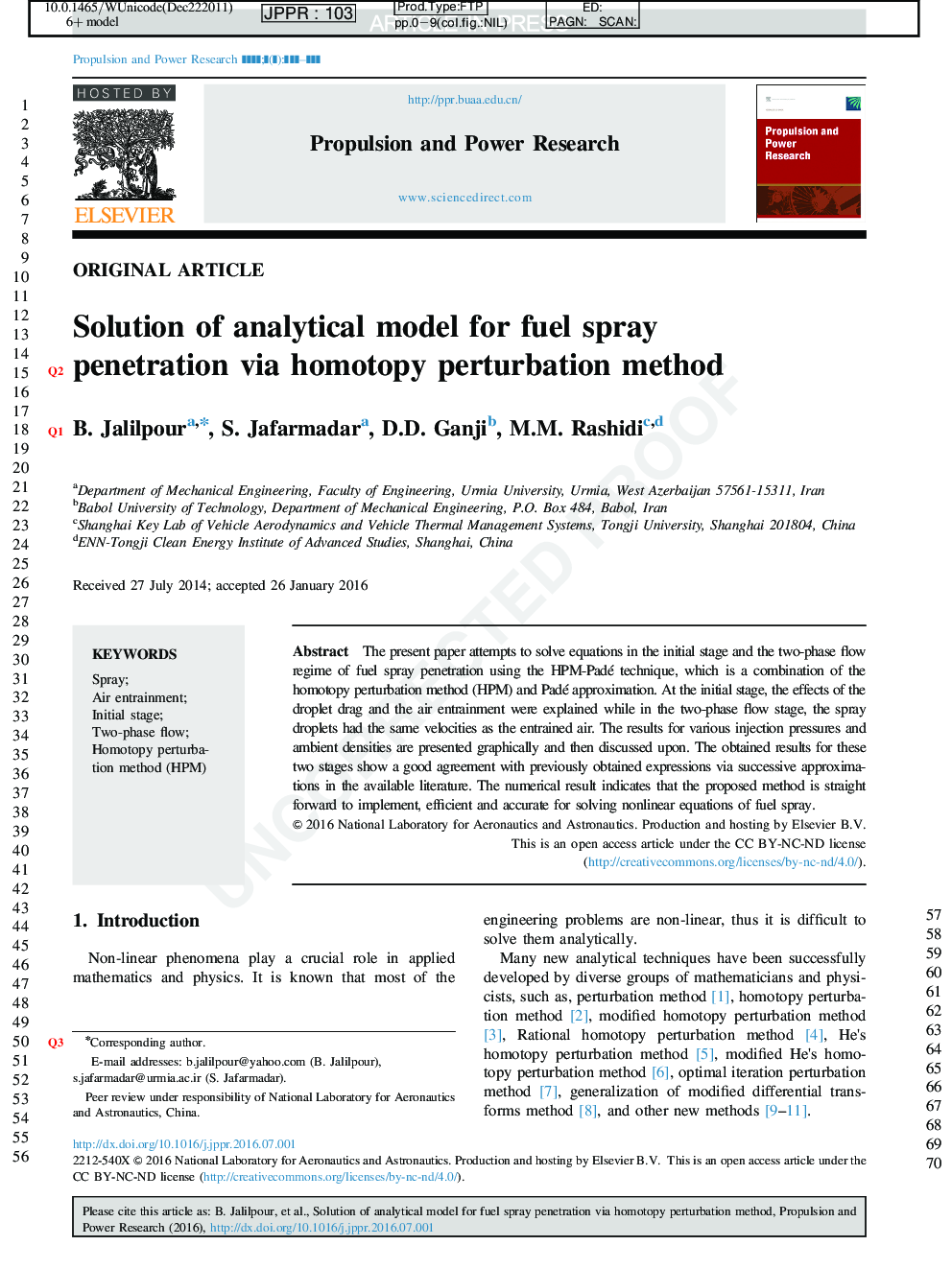 Solution of analytical model for fuel spray penetration via homotopy perturbation method
