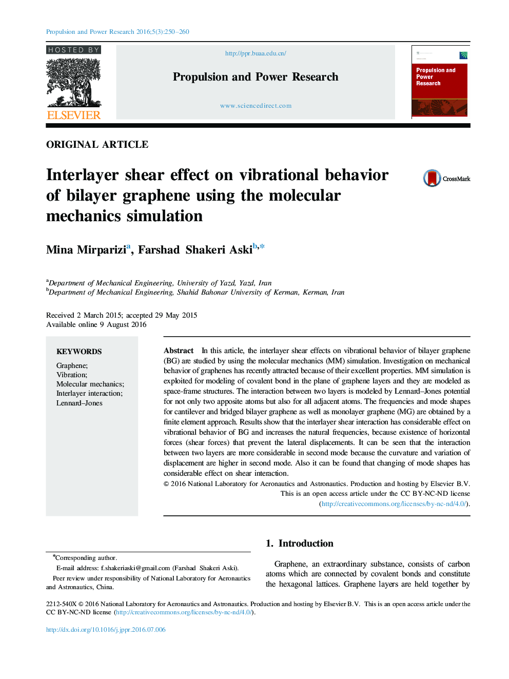 Interlayer shear effect on vibrational behavior of bilayer graphene using the molecular mechanics simulation