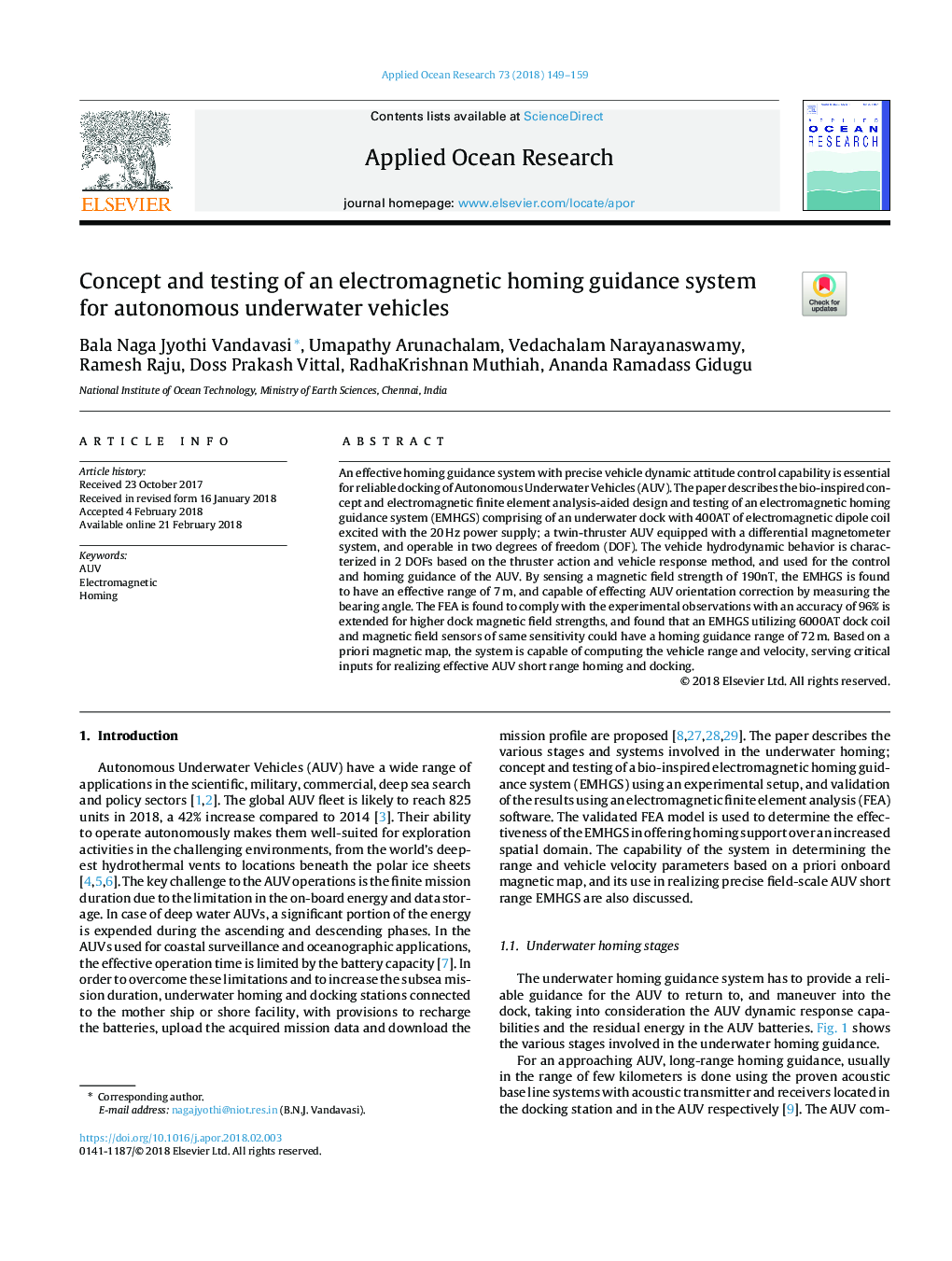 Concept and testing of an electromagnetic homing guidance system for autonomous underwater vehicles