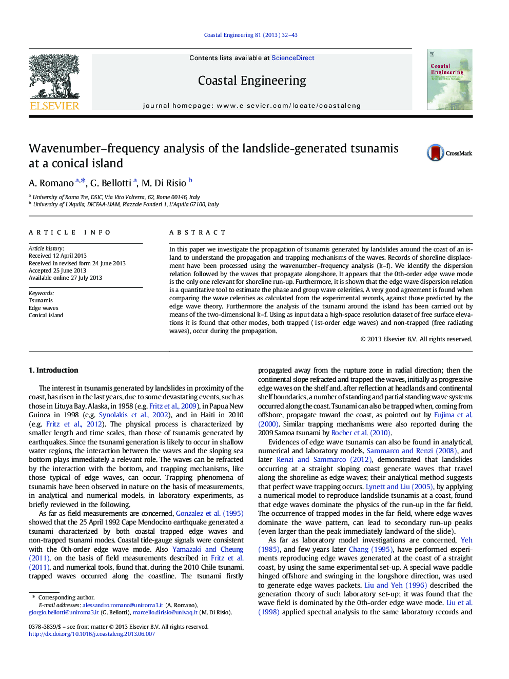 Wavenumber-frequency analysis of the landslide-generated tsunamis at a conical island